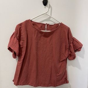 Gap detailed sleeve brick colored blouse. Size small.